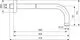 Ideal Standard Armatur mit einem gebogenen Auslauf und verschiedenen Anschlussmaßen, dargestellt in technischer Zeichnung mit maßlichen Angaben.